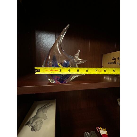 Murano Style Blown Art Glass Angelfish Paperweight with swimming school of fish - Picture 4 of 7